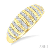 1/5 Ctw Ribbed Dome Shape Round Cut Diamond Pirouette Fashion Ring in 10K Yellow Gold