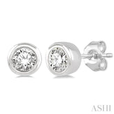 1/10 Ctw Bezel Round Cut Diamond Petite Stud Earrings in 10K White Gold