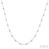 2 Ctw Bezel Set Round Cut Diamond Station Necklace in 14K White Gold