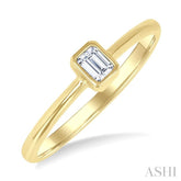 1/6 Ctw Petite Bezel Set Emerald Cut Diamond Fashion Ring in 10K Yellow Gold