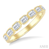 3/4 Ctw East-West Emerald Cut Bezel Diamond Fashion Band in 14K Yellow Gold