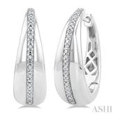 1/10 Ctw Bold Wide Round Cut Diamond Hoop Earrings in Sterling Silver