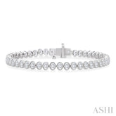 4 5/8 Ctw North-South Bezel Set Oval Cut Diamond Tennis Bracelet in 14K White Gold