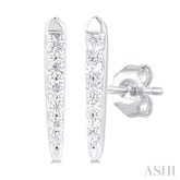 1/10 Ctw Petite Vertical Bar Graduated Round Cut Diamond Fashion Stud Earrings in 10K White Gold