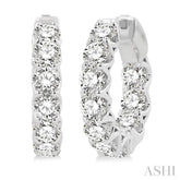 5 Ctw Inside-Out Embellished Round Cut Diamond Hoop Earrings in 14K White Gold