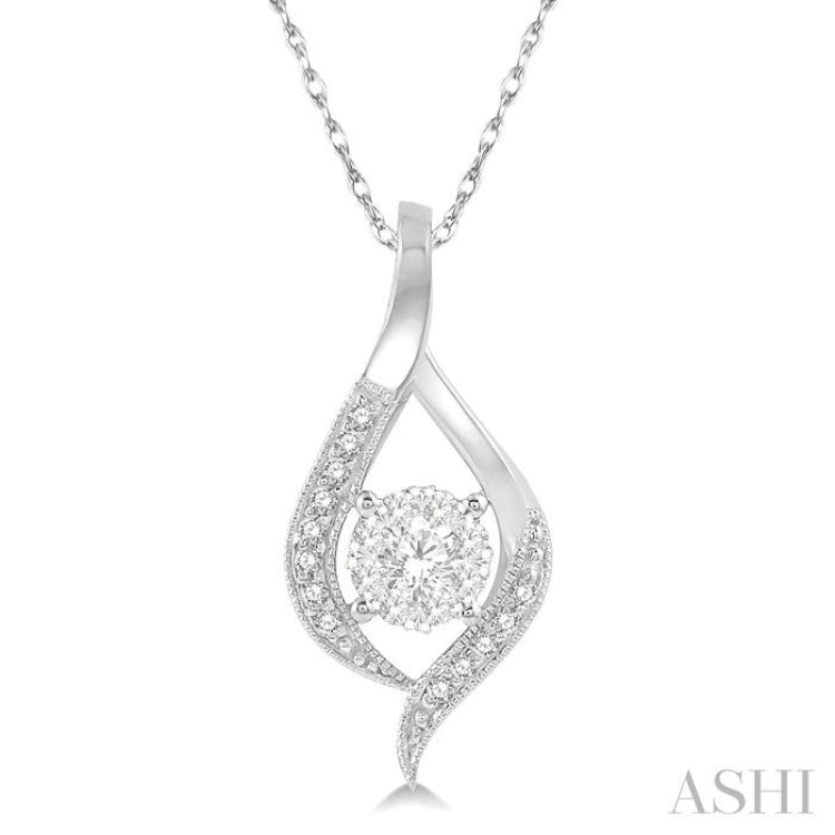 1/5 Ctw Curved Lovebright Round Cut Diamond Pendant in 14K White Gold with chain 1/5 Ctw Curved Lovebright Round Cut Diamond Pendant in 14K White Gold with chain