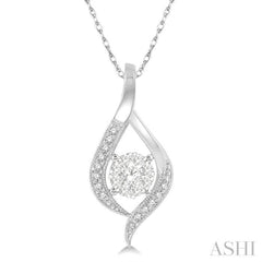 1/5 Ctw Curved Lovebright Round Cut Diamond Pendant in 14K White Gold with chain 1/5 Ctw Curved Lovebright Round Cut Diamond Pendant in 14K White Gold with chain