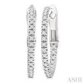 1/6 Ctw Inside & Outside Round Cut Diamond Hoop Earrings in 10K White Gold