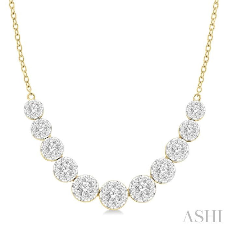 1 1/2 Ctw Round Cut Lovebright Diamond Necklace in 14K Yellow and White Gold 1 1/2 Ctw Round Cut Lovebright Diamond Necklace in 14K Yellow and White Gold