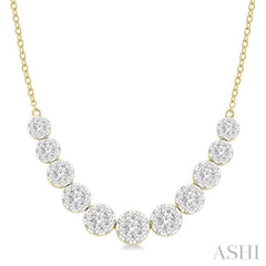 1 1/2 Ctw Round Cut Lovebright Diamond Necklace in 14K Yellow and White Gold 1 1/2 Ctw Round Cut Lovebright Diamond Necklace in 14K Yellow and White Gold