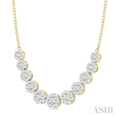 1 1/2 Ctw Round Cut Lovebright Diamond Necklace in 14K Yellow and White Gold 1 1/2 Ctw Round Cut Lovebright Diamond Necklace in 14K Yellow and White Gold