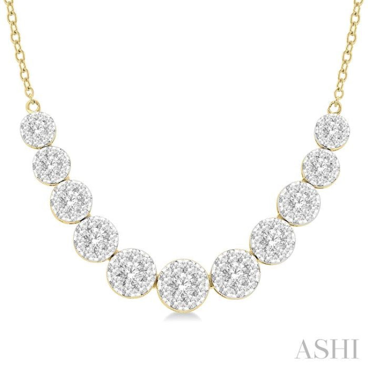 1 1/2 Ctw Round Cut Lovebright Diamond Necklace in 14K Yellow and White Gold 1 1/2 Ctw Round Cut Lovebright Diamond Necklace in 14K Yellow and White Gold