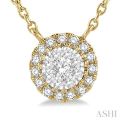 1/6 Ctw Circular Round Cut Diamond Lovebright Pendant With Chain in 14K Yellow and White Gold 1/6 Ctw Circular Round Cut Diamond Lovebright Pendant With Chain in 14K Yellow and White Gold