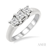 3/4 Ctw Three Stone Princess Cut Diamond Ring in 14K White Gold