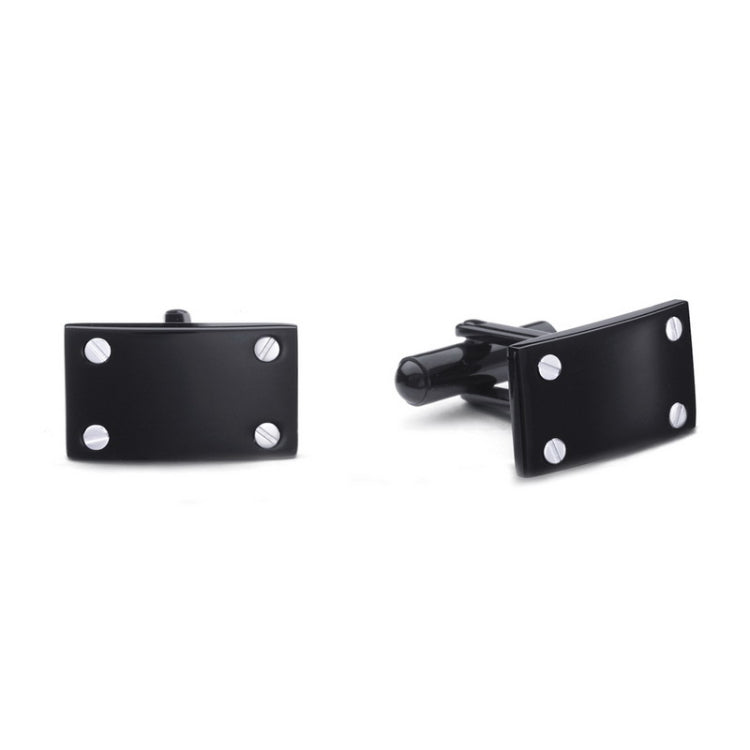 Stainless Steel Rectangle Cufflinks with Black Corner Screws Stainless Steel Rectangle Cufflinks with Black Corner Screws