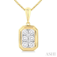 1/3 Ctw Lovebright Emerald Shape Round Cut Diamond Fashion Pendant With Chain in 14K Yellow and White Gold 1/3 Ctw Lovebright Emerald Shape Round Cut Diamond Fashion Pendant With Chain in 14K Yellow and White Gold