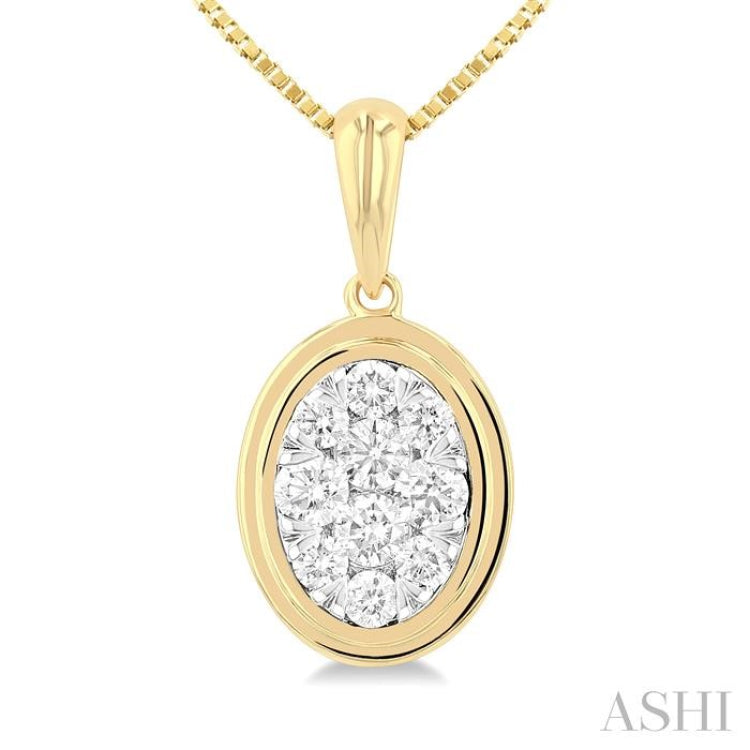 1/3 Ctw Lovebright Oval Shape Round Cut Diamond Fashion Pendant With Chain in 14K Yellow and White Gold 1/3 Ctw Lovebright Oval Shape Round Cut Diamond Fashion Pendant With Chain in 14K Yellow and White Gold