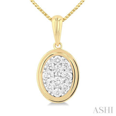 1/3 Ctw Lovebright Oval Shape Round Cut Diamond Fashion Pendant With Chain in 14K Yellow and White Gold 1/3 Ctw Lovebright Oval Shape Round Cut Diamond Fashion Pendant With Chain in 14K Yellow and White Gold