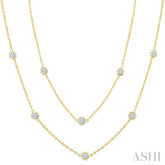 3 Ctw Bezel Set Round Cut Diamond Station Long Necklace in 14K Yellow Gold