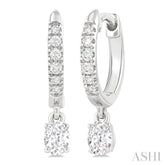 3/8 Ctw Oval Shape and Round Cut Diamond Fashion Huggie Petite Earrings in 14K White Gold
