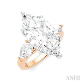 1 1/10 Ctw Tri-Mount Marquise Shape Center Pear and Round Cut Diamond Semi-Mount Engagement Ring in 14K Rose and White Gold