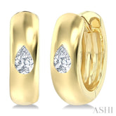 1/4 Ctw Bezel Set Pear Cut Diamond Fashion Huggie Earrings in 14K Yellow Gold