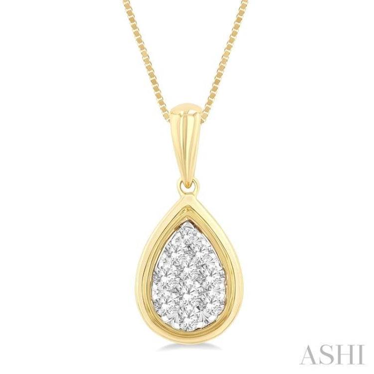 1/4 Ctw Lovebright Pear Shape Round Cut Diamond Fashion Pendant With Chain in 14K Yellow and White Gold 1/4 Ctw Lovebright Pear Shape Round Cut Diamond Fashion Pendant With Chain in 14K Yellow and White Gold