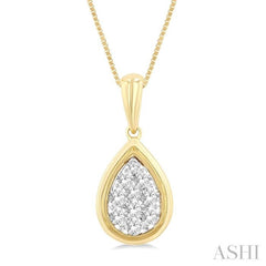 1/4 Ctw Lovebright Pear Shape Round Cut Diamond Fashion Pendant With Chain in 14K Yellow and White Gold 1/4 Ctw Lovebright Pear Shape Round Cut Diamond Fashion Pendant With Chain in 14K Yellow and White Gold