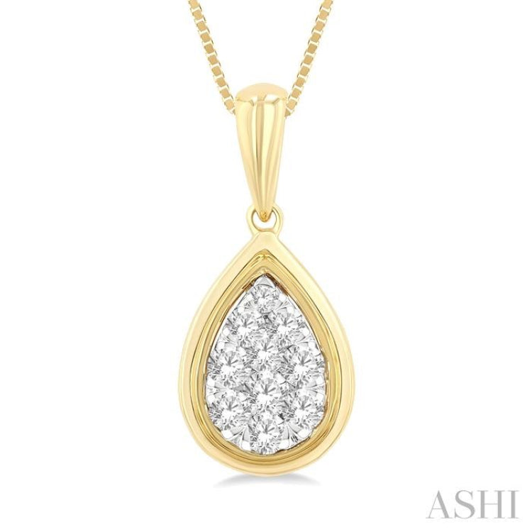 1/4 Ctw Lovebright Pear Shape Round Cut Diamond Fashion Pendant With Chain in 14K Yellow and White Gold 1/4 Ctw Lovebright Pear Shape Round Cut Diamond Fashion Pendant With Chain in 14K Yellow and White Gold