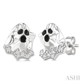 1/20 Ctw Petite Ghost Single Cut Diamond Fashion Earrings in 10K White Gold