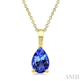6X4 MM Pear Shape Tanzanite Precious Solitaire Pendant With Chain in 14K Yellow Gold