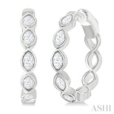 1 Ctw Bezel Set Marquise Cut Diamond Fashion Hoop Earrings in 14K White Gold