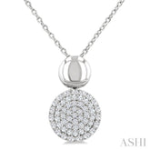 1/4 Ctw Circular Mount Pave Set Single Cut Diamond Fashion Pendant With Chain in 10K White Gold