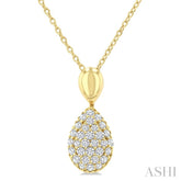 1/4 Ctw Pear Shape Pave Set Single Cut Diamond Fashion Pendant With Chain in 10K Yellow Gold