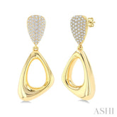1 1/6 Ctw Dangler Inverted Pear Shape Round Cut Diamond Aeris Gold Fashion Earrings in 14K Yellow Gold