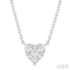 1/10 Ctw Lovebright Petite Heart Shape Round Cut Diamond Fashion Pendant With Chain in 10K White Gold 1/10 Ctw Lovebright Petite Heart Shape Round Cut Diamond Fashion Pendant With Chain in 10K White Gold