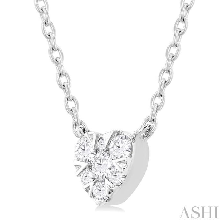 1/10 Ctw Lovebright Petite Heart Shape Round Cut Diamond Fashion Pendant With Chain in 10K White Gold 1/10 Ctw Lovebright Petite Heart Shape Round Cut Diamond Fashion Pendant With Chain in 10K White Gold