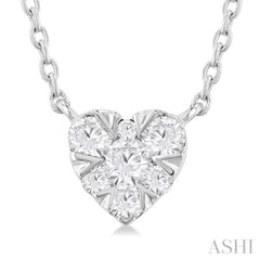 1/10 Ctw Lovebright Petite Heart Shape Round Cut Diamond Fashion Pendant With Chain in 10K White Gold 1/10 Ctw Lovebright Petite Heart Shape Round Cut Diamond Fashion Pendant With Chain in 10K White Gold
