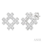 1/8 Ctw Petite Hashtag Motif Single Cut Diamond Fashion Earrings in 10K White Gold