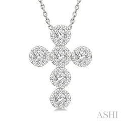 1/2 Ctw Lovebright Cross Round Cut Diamond Fashion Pendant With Chain in 14K White Gold 1/2 Ctw Lovebright Cross Round Cut Diamond Fashion Pendant With Chain in 14K White Gold