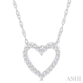 1/10 Ctw Heart Shape Round Cut Diamond Pendant With Chain in 14K White Gold