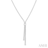 5 Ctw Split Y-Shape Baguette and Round Cut Diamond Lariat Necklace in 14K White Gold