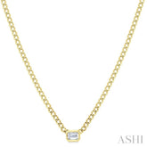 1/5 Ctw Bezel Set Octagon Cut Diamond Curb Link Fashion Necklace in 14K Yellow Gold