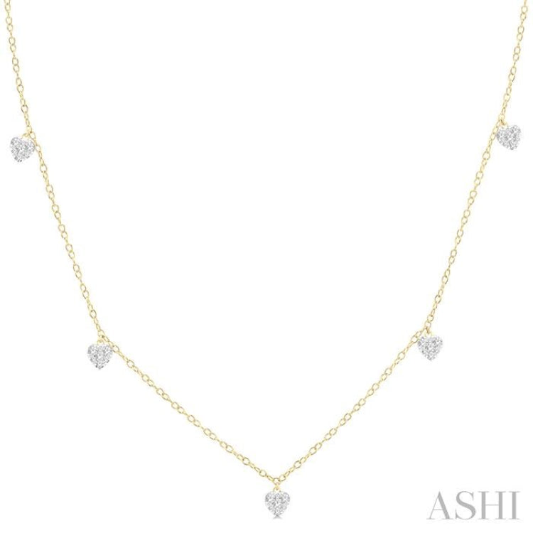 1/3 Ctw Lovebright Heart Motif Round Cut Diamond Station Necklace in 14K Yellow Gold 1/3 Ctw Lovebright Heart Motif Round Cut Diamond Station Necklace in 14K Yellow Gold
