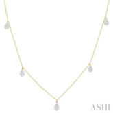 1/3 Ctw Lovebright Pear Motif Round Cut Diamond Station Necklace in 14K Yellow Gold