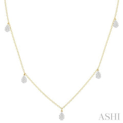 1/3 Ctw Lovebright Pear Motif Round Cut Diamond Station Necklace in 14K Yellow Gold 1/3 Ctw Lovebright Pear Motif Round Cut Diamond Station Necklace in 14K Yellow Gold