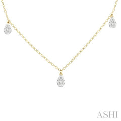1/3 Ctw Lovebright Pear Motif Round Cut Diamond Station Necklace in 14K Yellow Gold 1/3 Ctw Lovebright Pear Motif Round Cut Diamond Station Necklace in 14K Yellow Gold