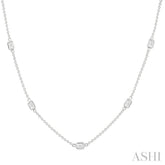 1 1/2 Ctw Emerald Cut Diamond Station Necklace in 14K White Gold