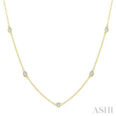1 Ctw Bezel Set Oval Cut Diamond Station Necklace in 14K Yellow Gold