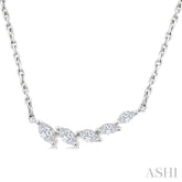 1/3 Ctw Graduated Marquise Cut Diamond Fashion Necklace in 14K White Gold